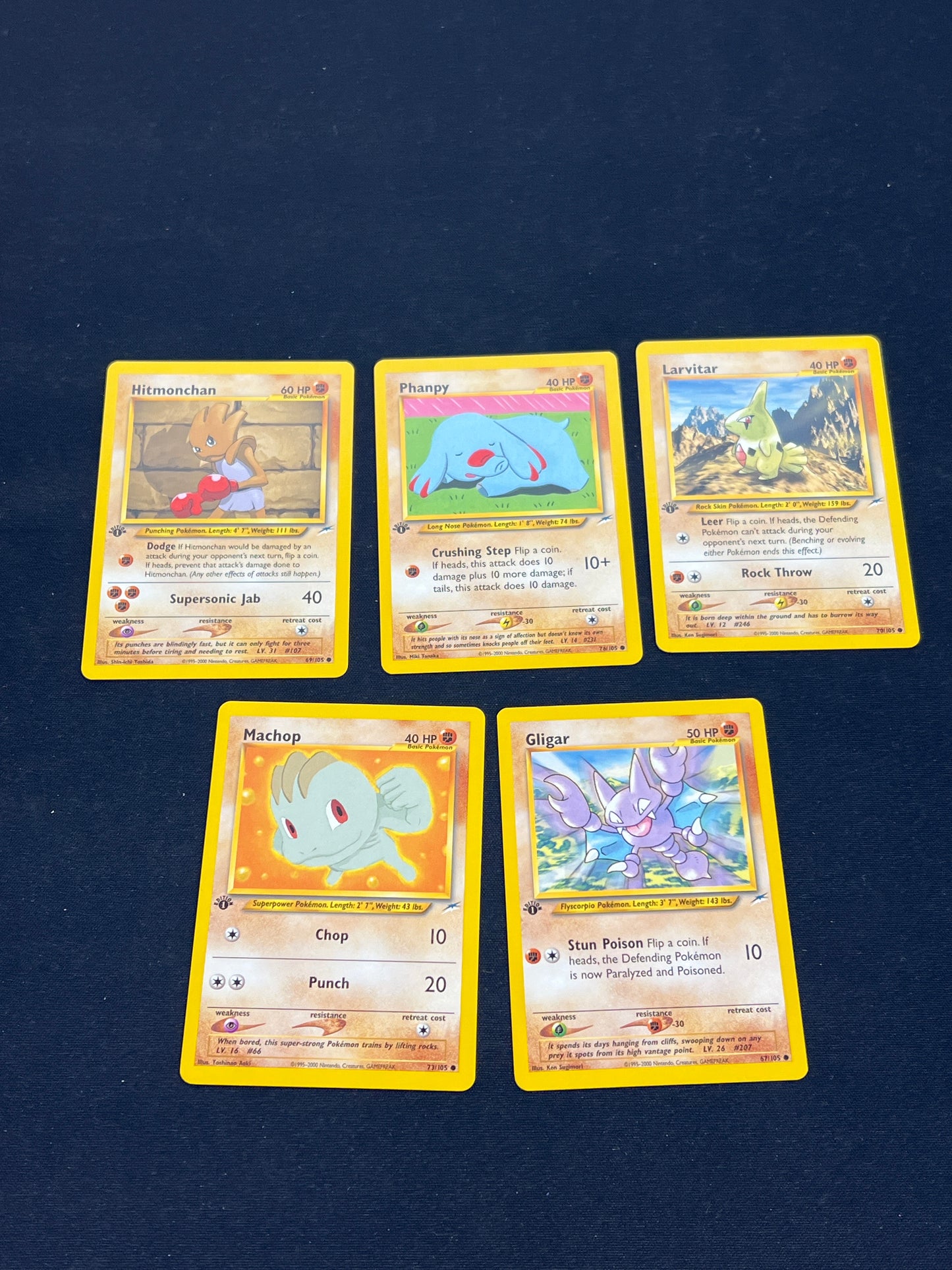 Auction Lot 44: Pokemon Cards Lot of 5 Assorted Ground Types 1st Edition Neo Destiny Conditions Vary