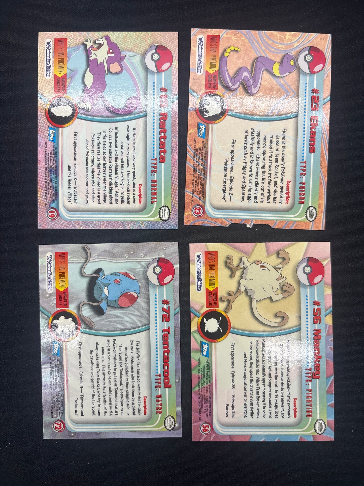 Auction Lot 64: Pokemon Cards Lot of 4 Topps Chrome Foil 1999 Conditions Vary