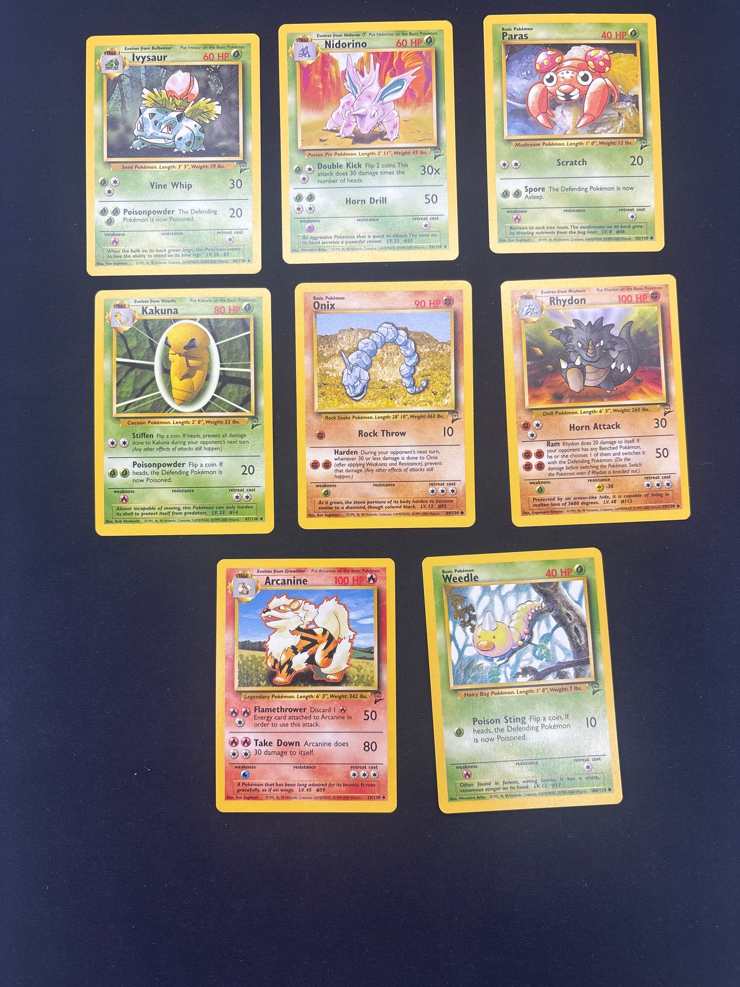 Auction Lot 43: Pokemon Card Lot of 8 Base Set 2 WOTC Conditions Vary