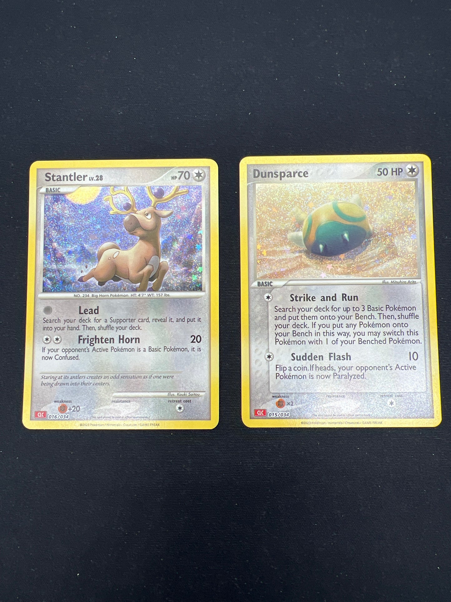 Auction Lot 343: Pokemon Cards Stantler & Dunsparce Holo Classic Collection Conditions Vary