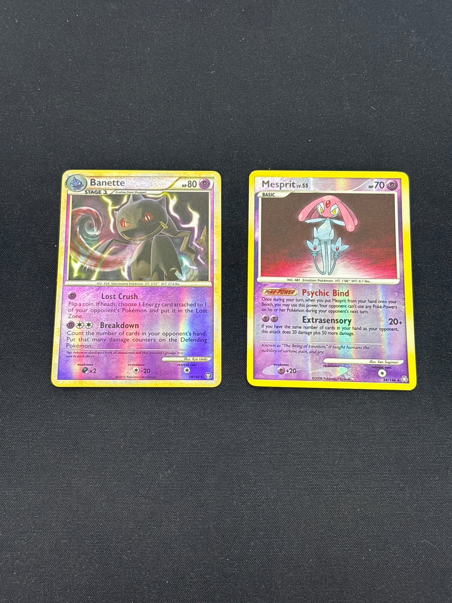 Auction Lot 448: Pokemon Cards Lot of 2 Mid Era Psychic Reverse Holos Conditions Vary