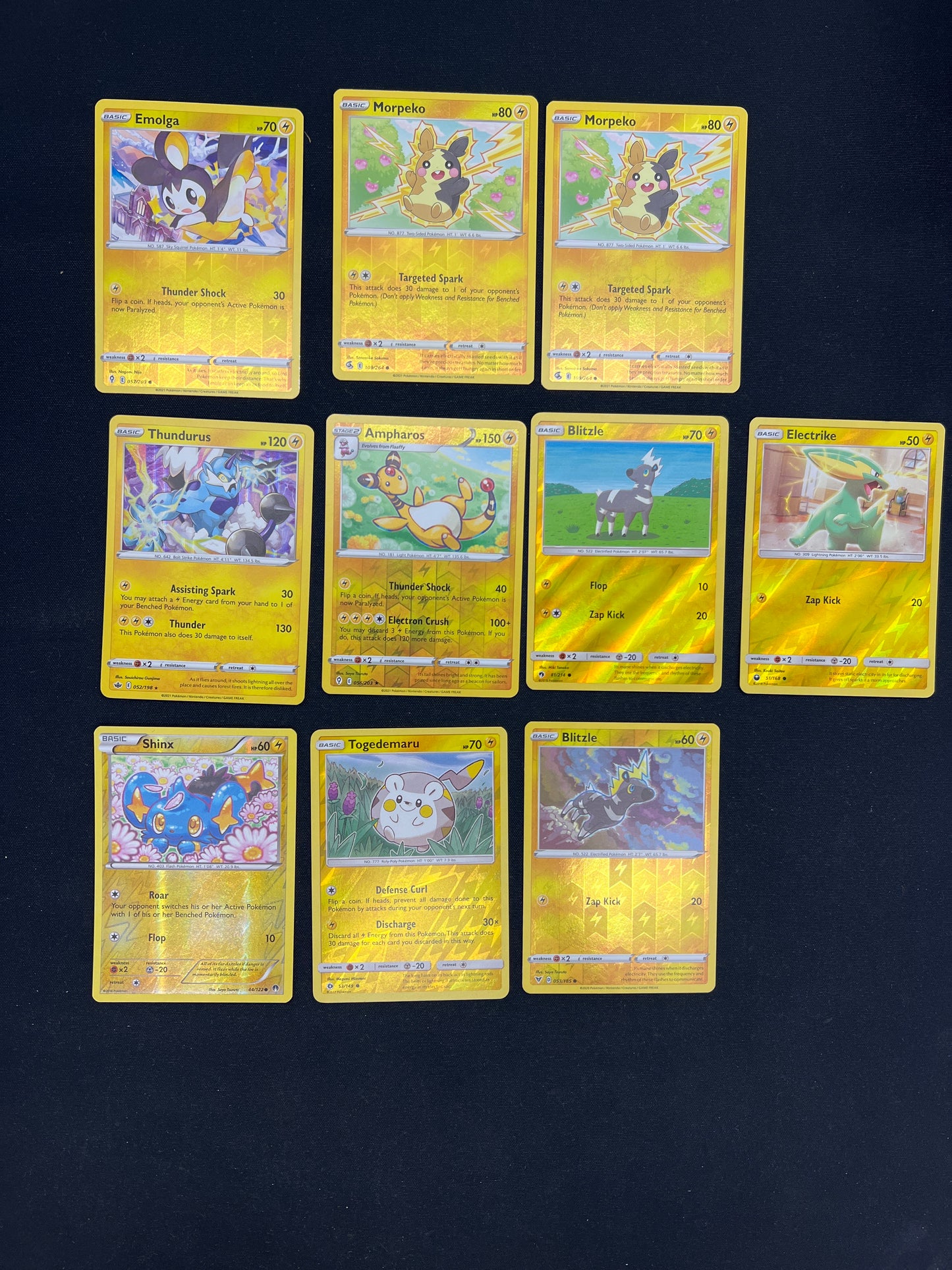 Auction Lot 195: Pokemon Cards Lot of 10 Assorted Reverse Holo Holo Rare ElectricTypes Conditions Vary
