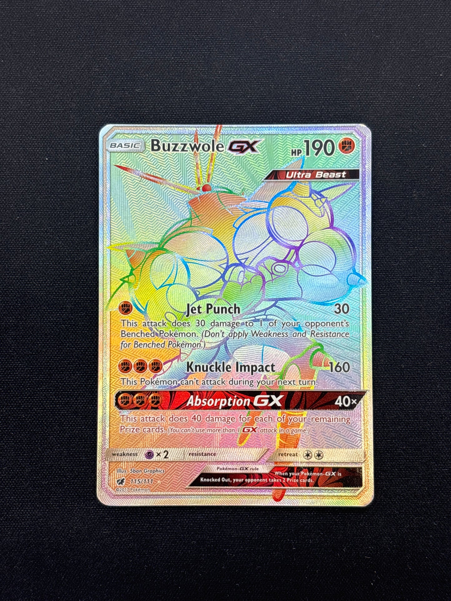 Auction Lot 35: Buzzwole GX Rainbow Rare Card Conditions Vary