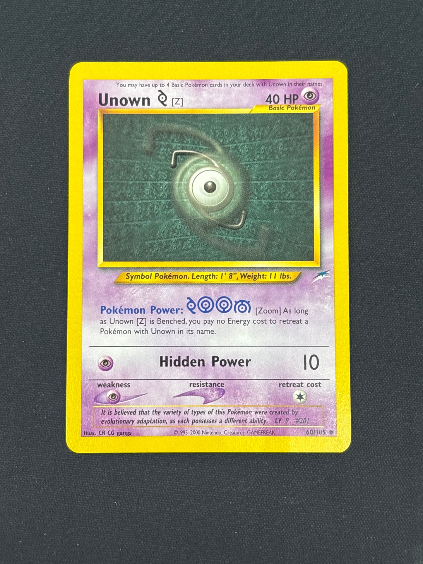 Auction Lot 18: Unown Z Pokemon Neo Destiny Card Conditions Vary