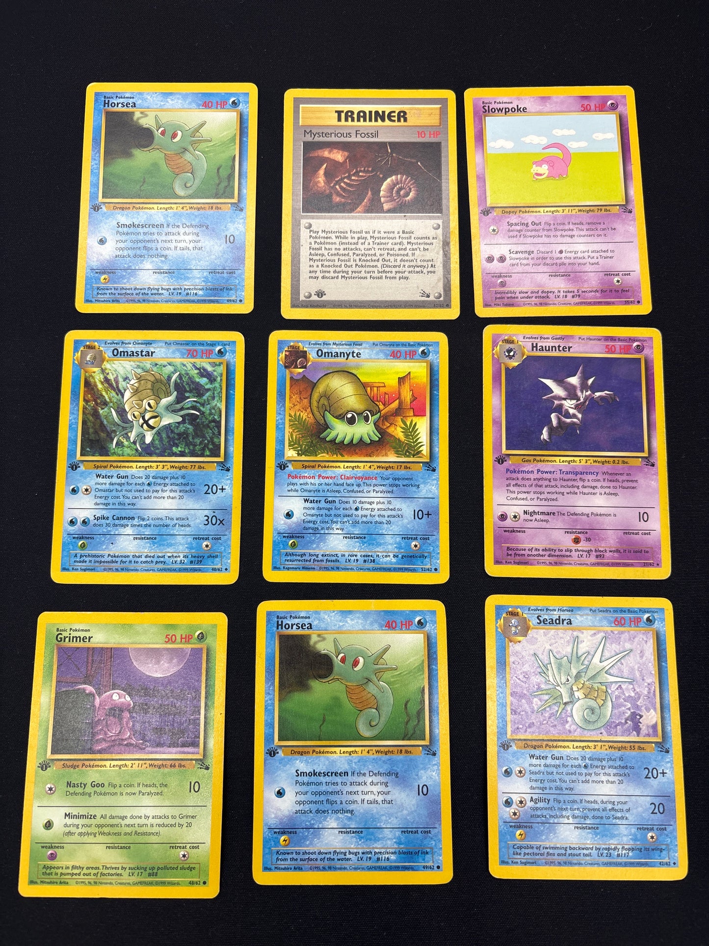 Auction Lot 228: Pokemon Cards 1st Edition Fossil Card Lot Conditions Vary