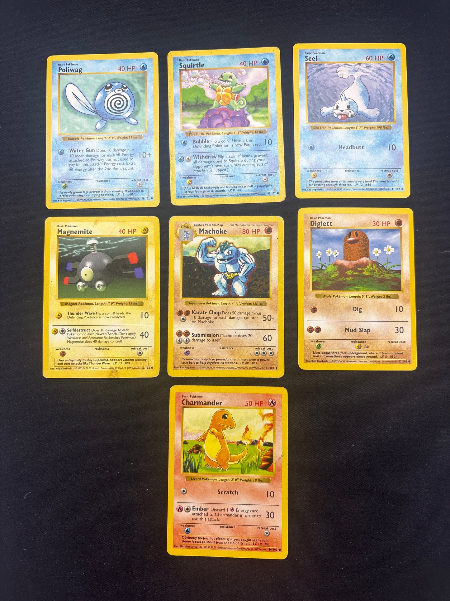 Auction Lot 54: Pokemon Cards Lot of 8 Shadowless Base Set Conditions Vary