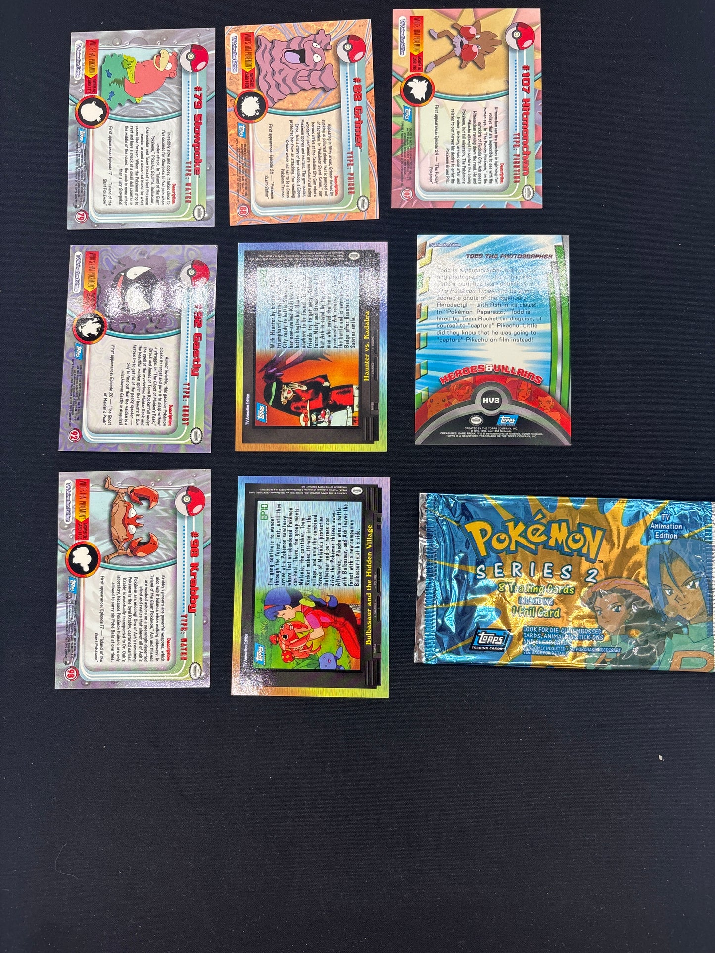 Auction Lot 225: Pokemon Cards Lot of 8 Topps 1999 Series 2 Conditions Vary