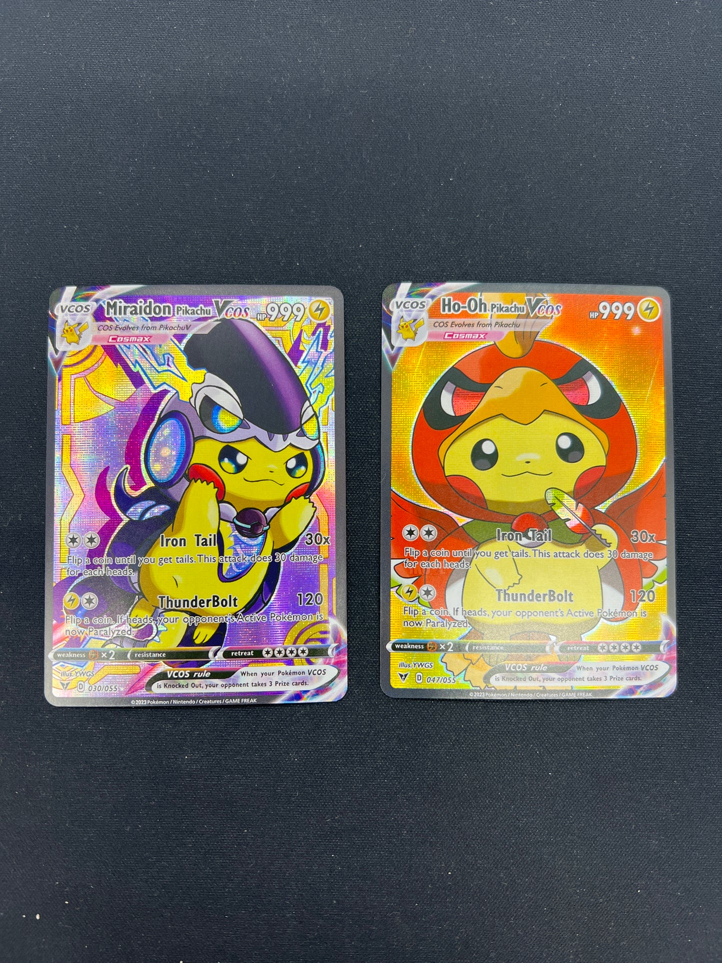 Auction Lot 157: Pokemon Cards CUSTOM Lot of 2 Miraidon & Ho-Oh Pikachu Poncho Conditions Vary