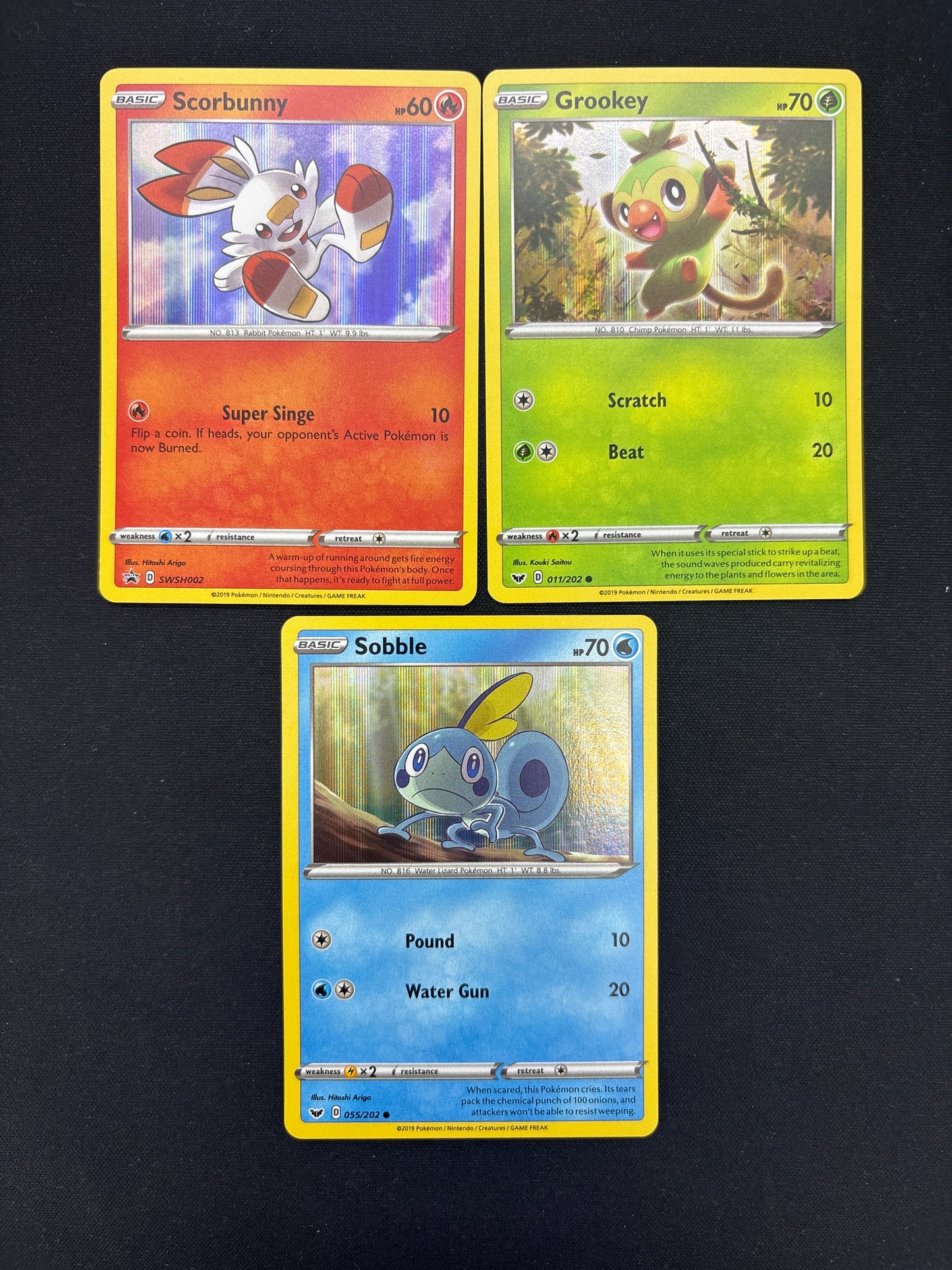 Auction Lot 73: Pokemon Cards Lot of 3 SWSH Starters Holo Conditions Vary