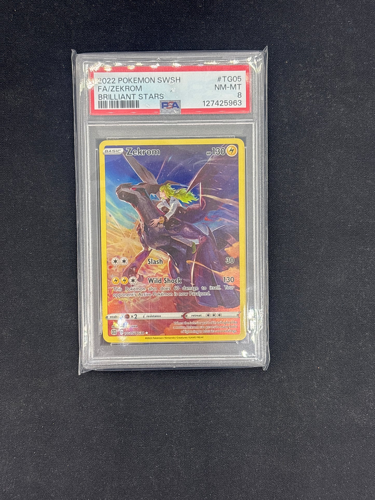 Auction Lot 68: PSA 8 Graded Zekrom Trainer Gallery Brilliant Stars