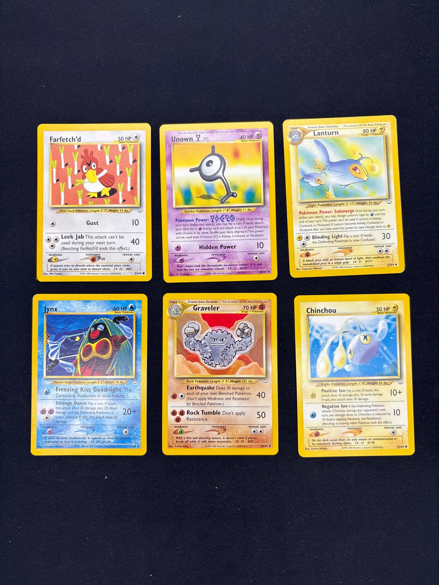 Auction Lot 156: Pokemon Neo Revelation Card Lot 1 Conditions Vary