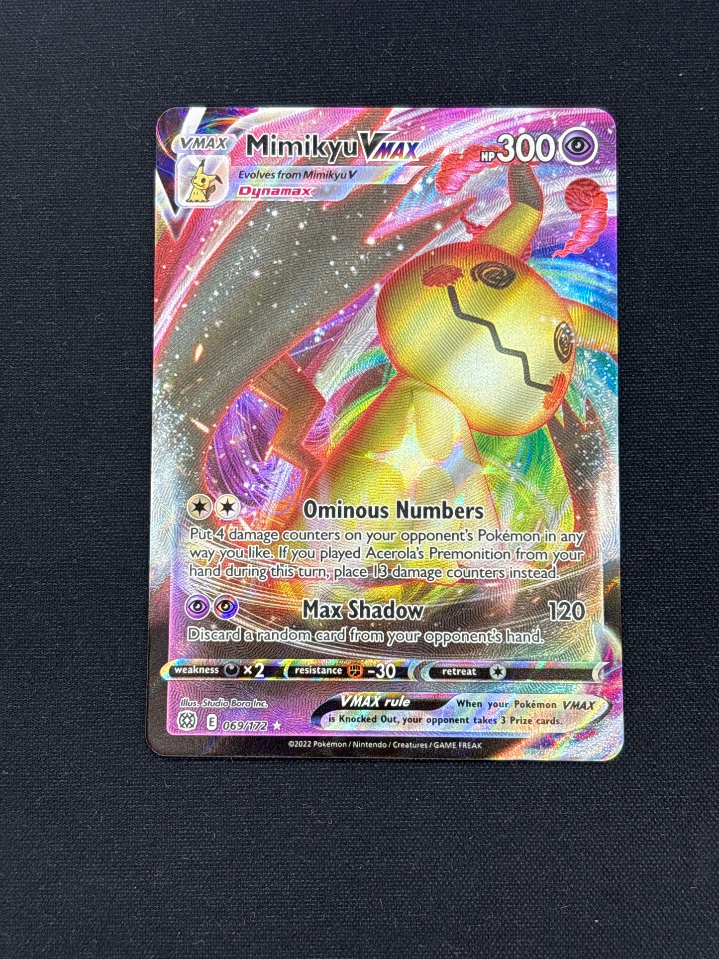 Auction Lot 296: Pokemon Brilliant Stars Mimikyu VMAX Conditions Vary