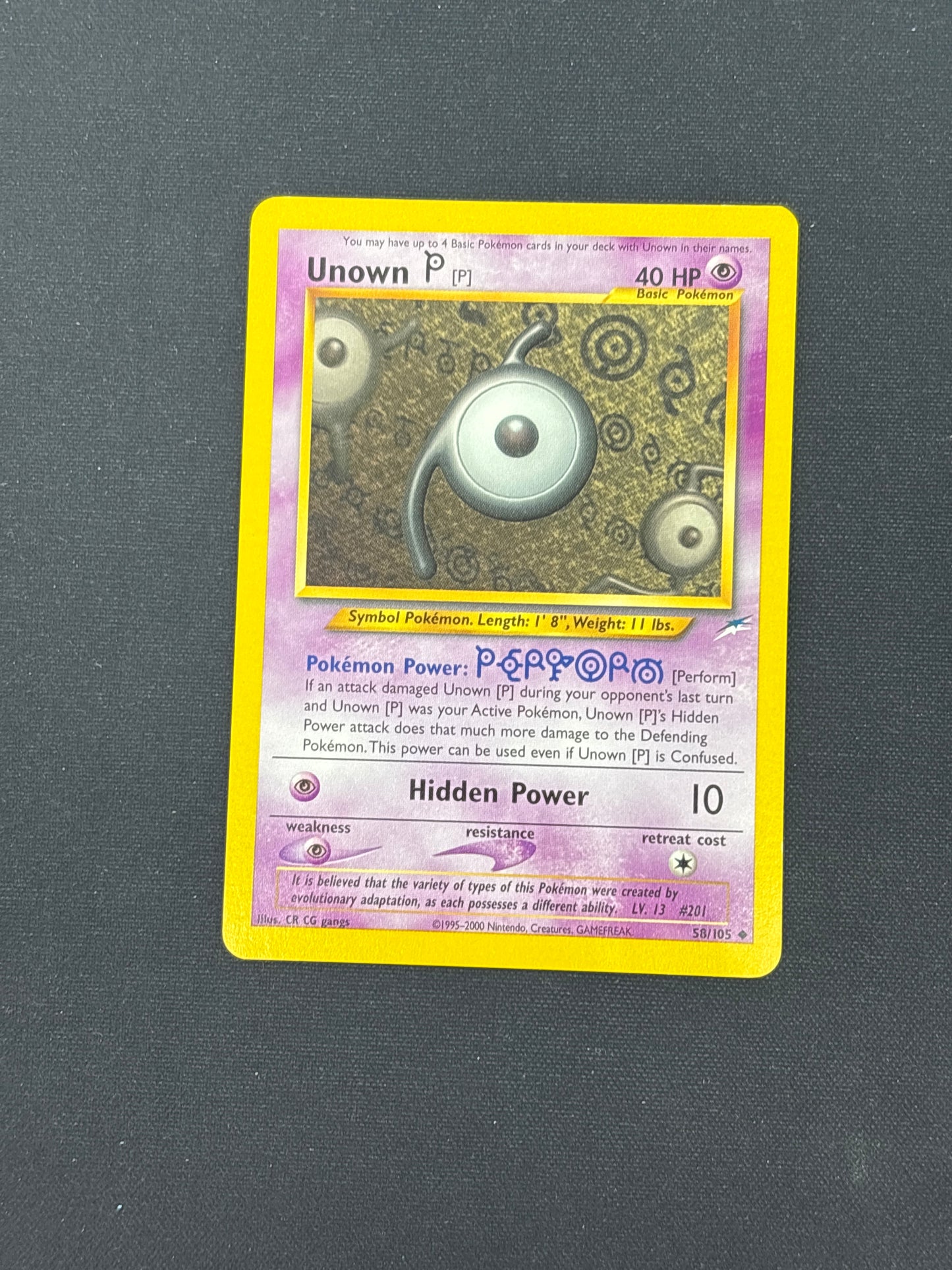 Auction Lot 17: Unown P Pokemon Neo Destiny Card Conditions Vary