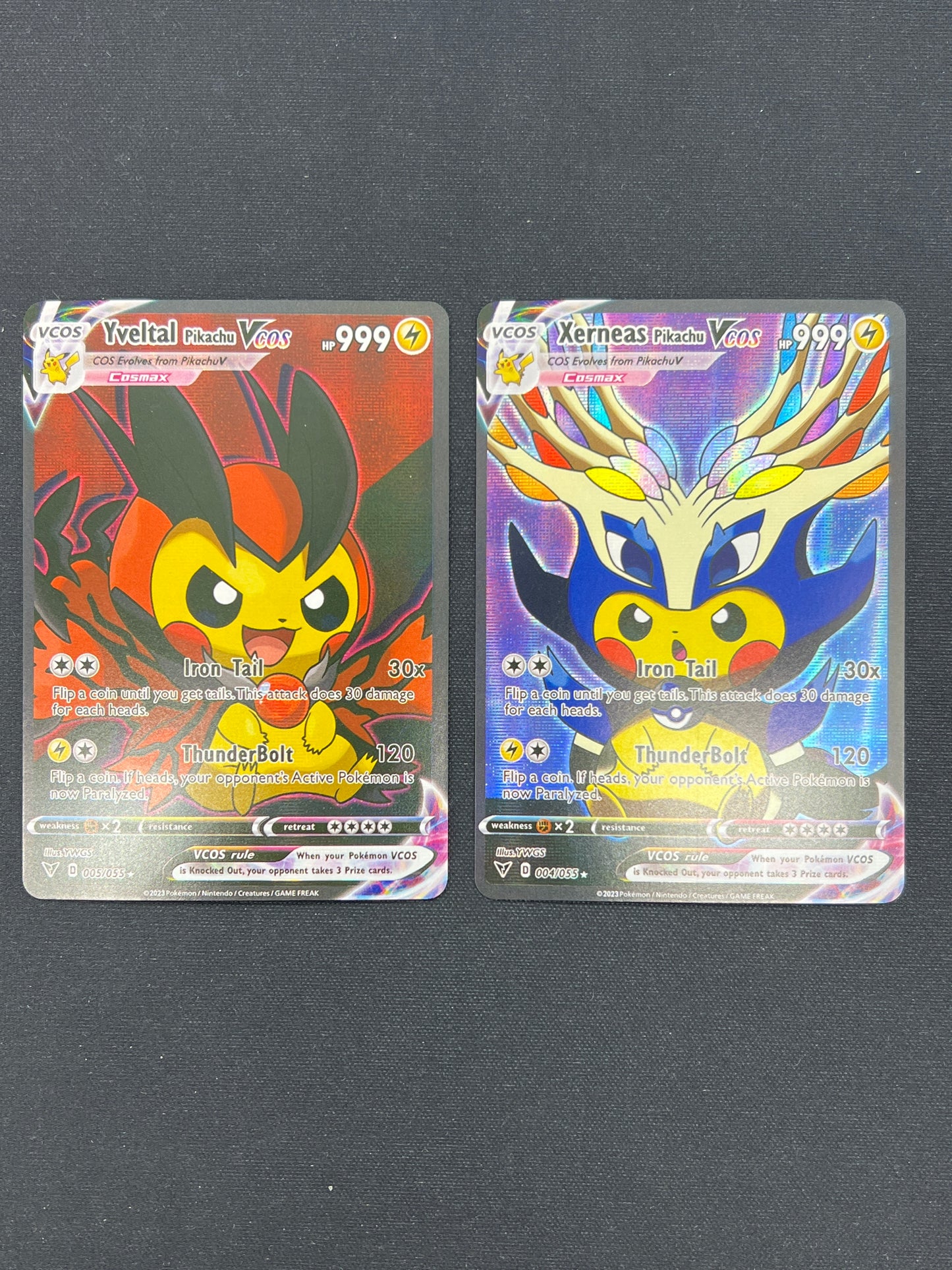 Auction Lot 443: Pokemon Cards CUSTOM Lot of 2 Yveltal & Xerneas Pikachu Conditions Vary