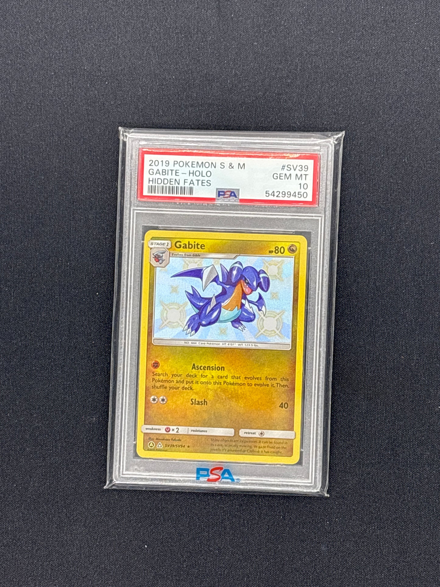 Auction Lot 46: PSA 10 Gabite SV39 Pokemon Sun&Moon Hidden Fates