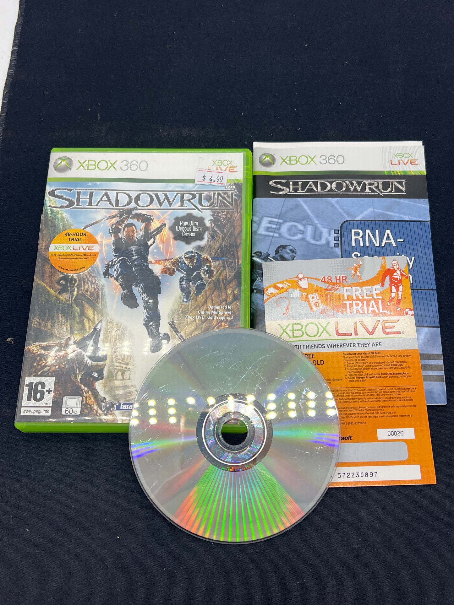 Auction Lot 82: XBox360 Video Game Shadowrun PAL Version CIB
