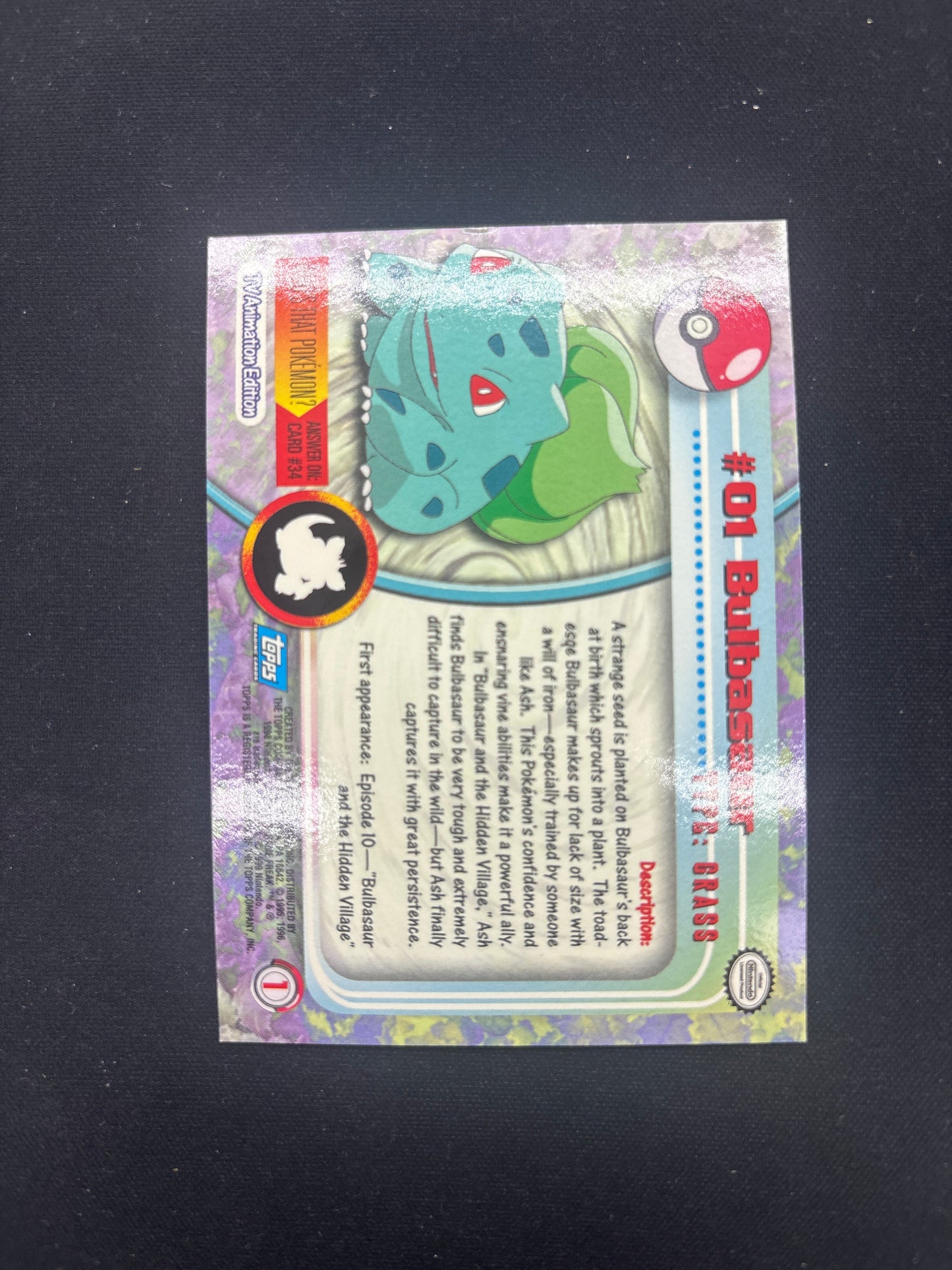 Auction Lot 69: Pokemon Card Bulbasaur Topps Rainbow Foil Conditions Vary