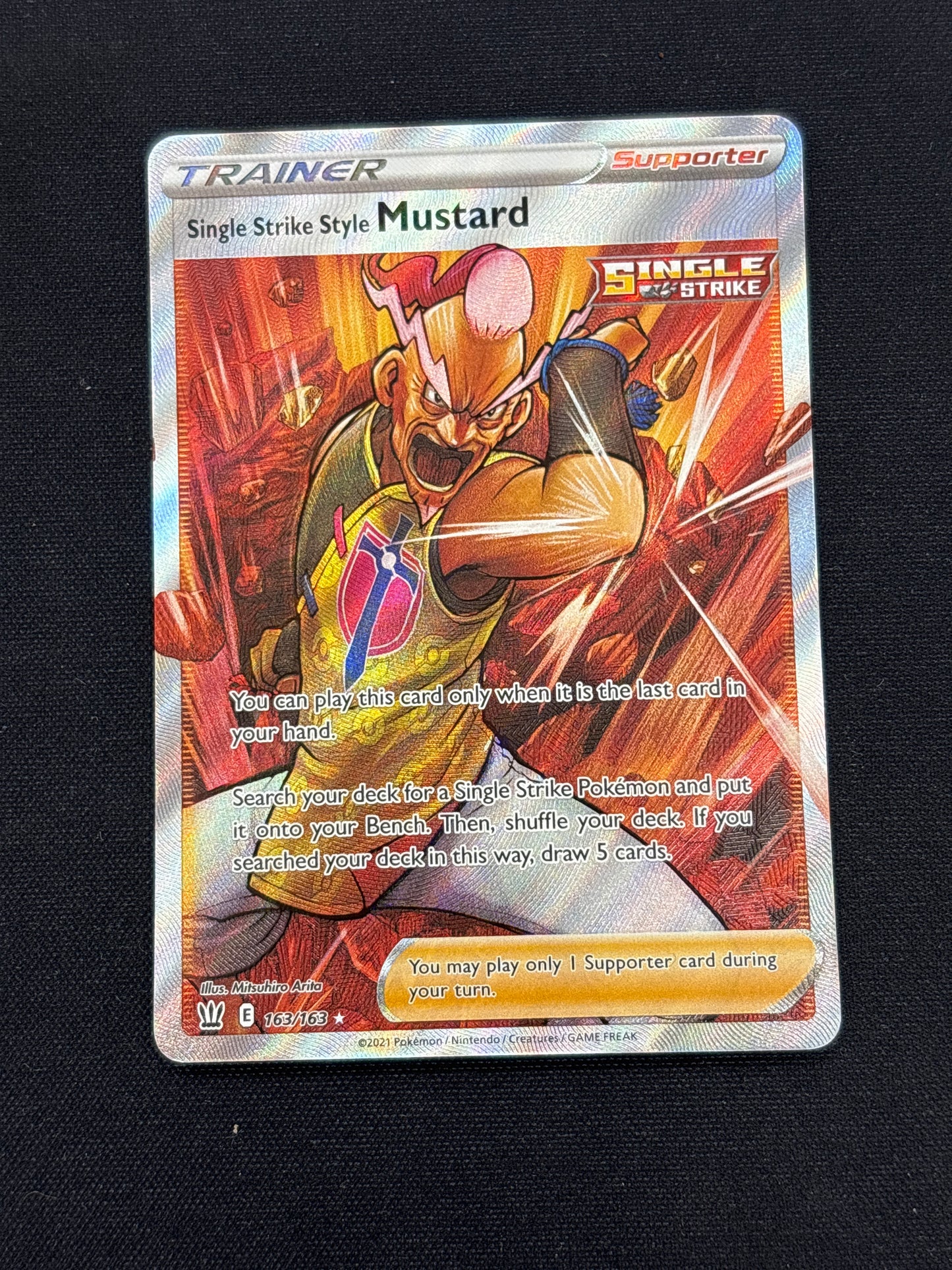 Auction Lot 260: Single Strike Style Mustard Full Art Trainer Card Conditions Vary