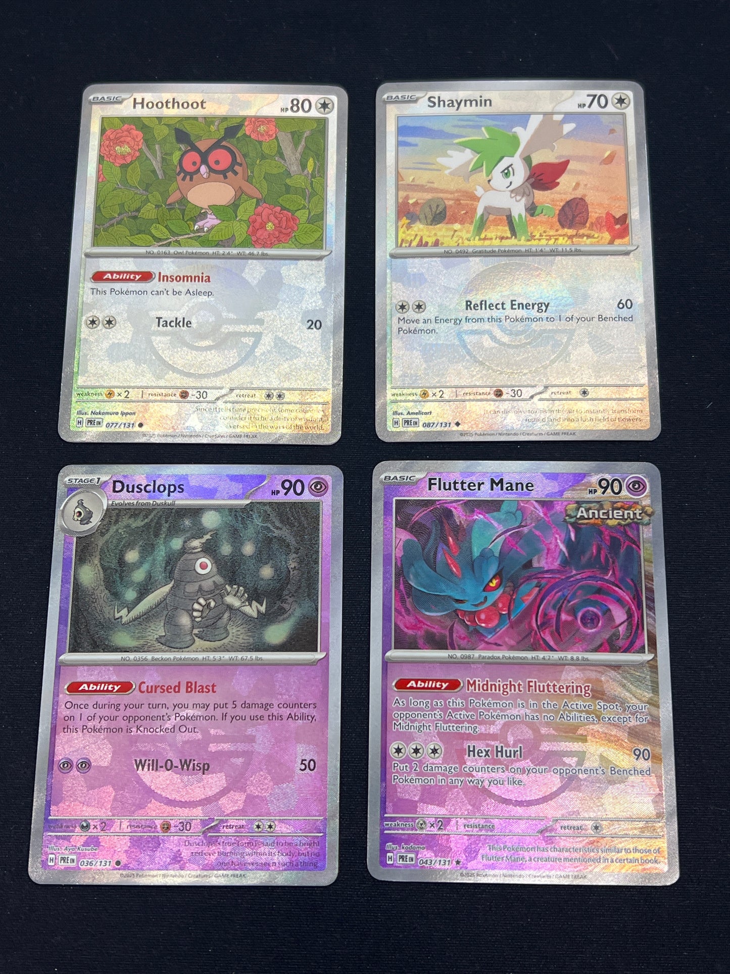 Auction Lot 361: Pokemon Cards Lot of 4 Prismatic Evolutions Pokeball Holos Conditions Vary