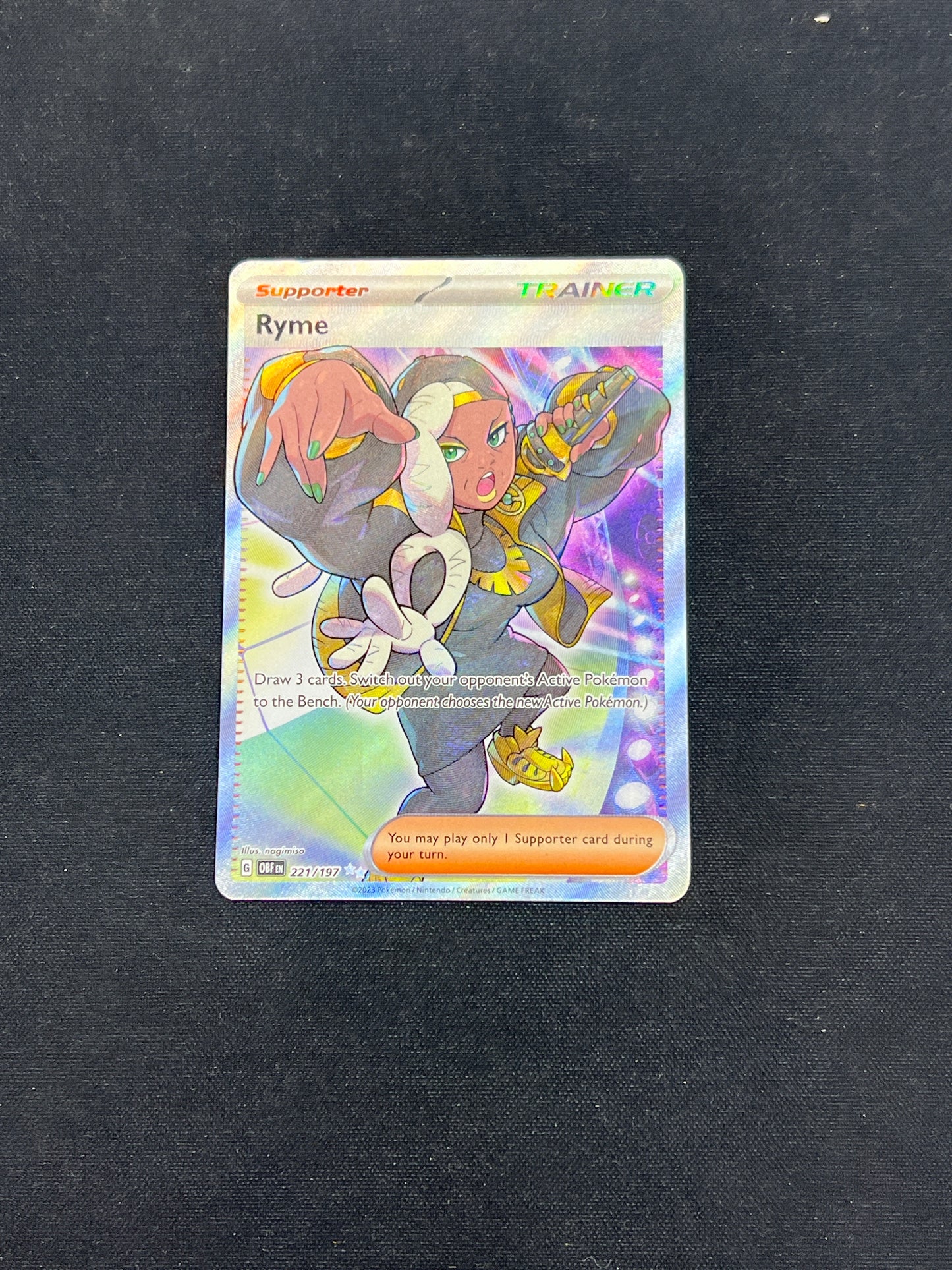 Auction Lot 157: Pokemon Cards Ryme Full Art Trainer Obsidian Flames Conditions Vary