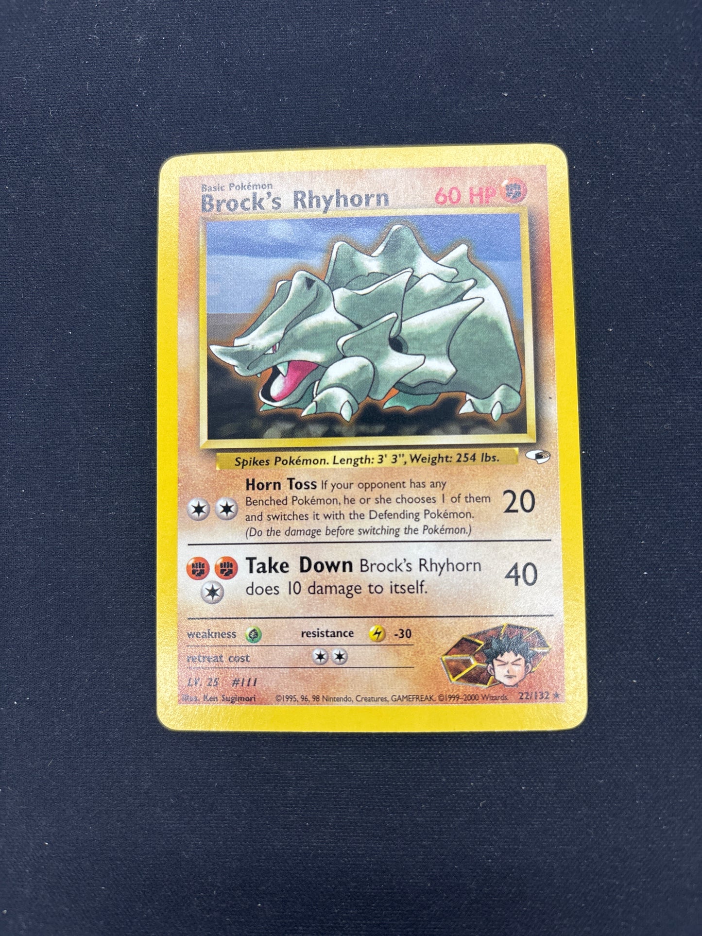 Auction Lot 163: Pokemon Card Brock's Rhyhorn Gym Heroes Conditions Vary