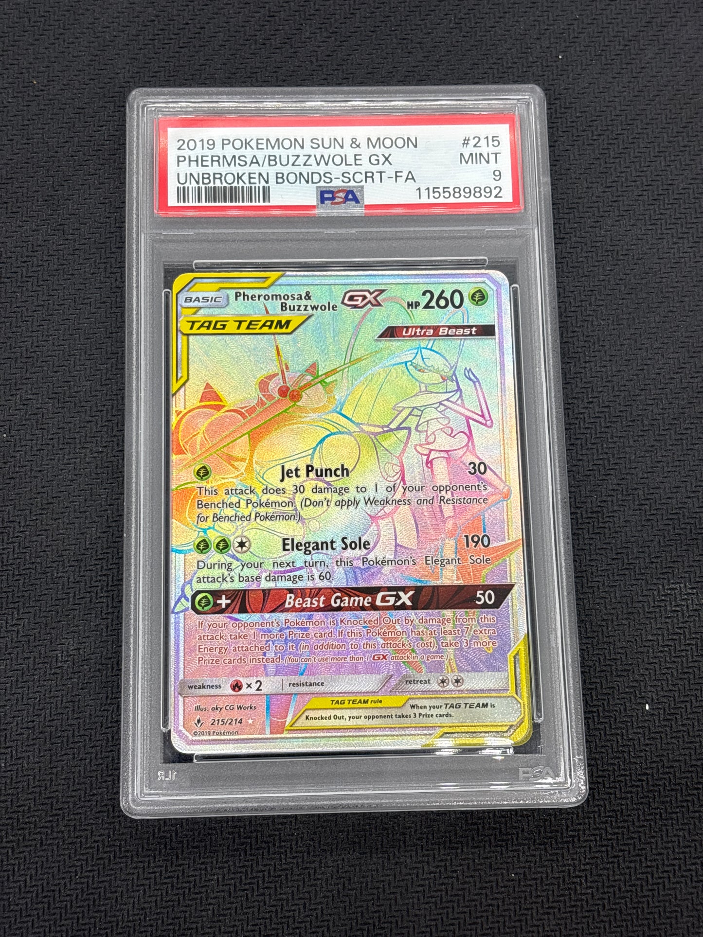 Auction Lot 151: PSA 9 Pheramosa & Buzzwole GX Rainbow Secret Full Art  Pokemon Unbroken Bonds