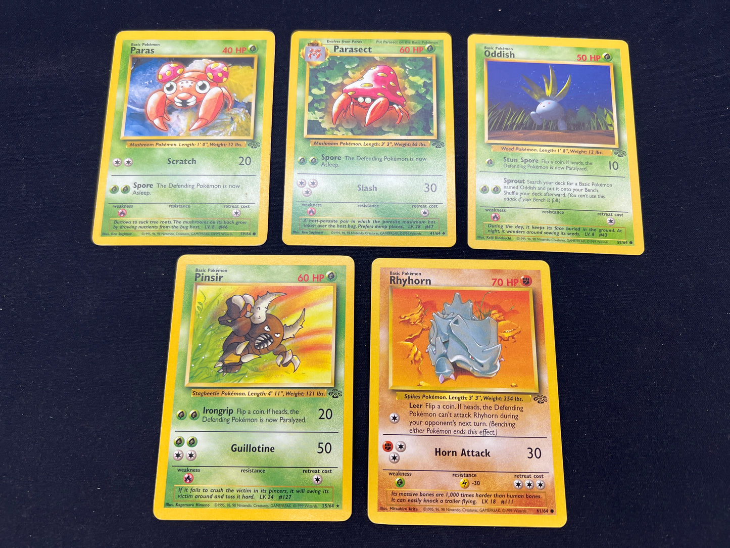 Auction Lot 155: Pokemon Cards Lot of 5 WOTC Jungle Commons Uncommons Conditions Vary