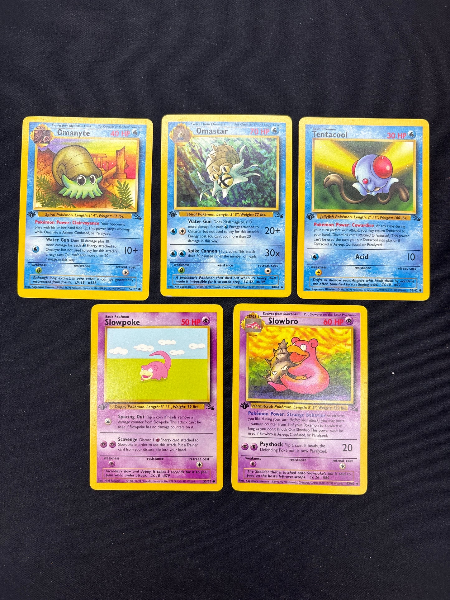 Auction Lot 120: Pokemon Cards Lot of 5 Assorted 1st Edition Fossil Conditions Vary