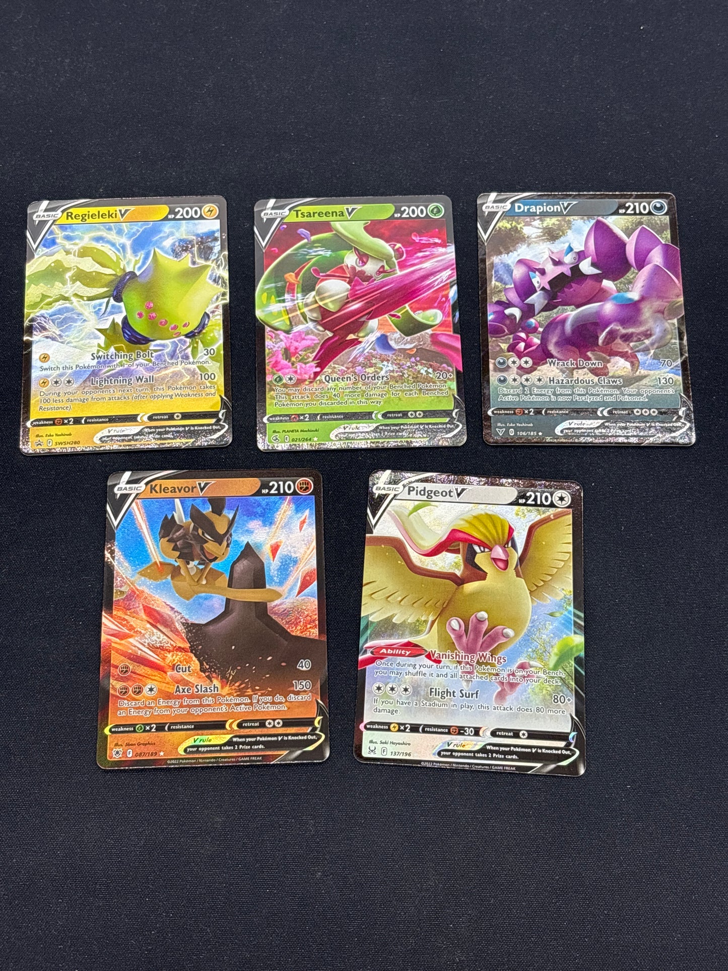 Auction Lot 38: Pokemon Cards Lot of 5 Assorted V Full Arts Conditions Vary
