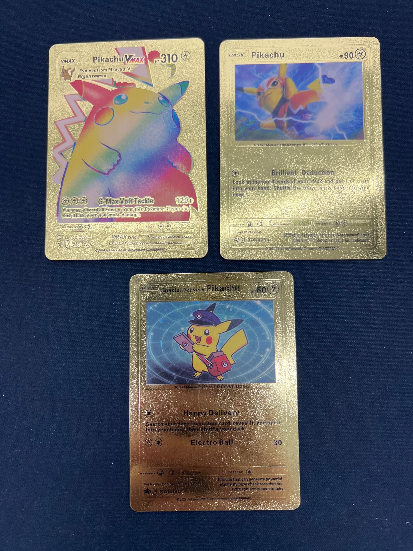 Auction Lot 388: Pokemon Cards CUSTOM Lot of 3 Gold Pikachu