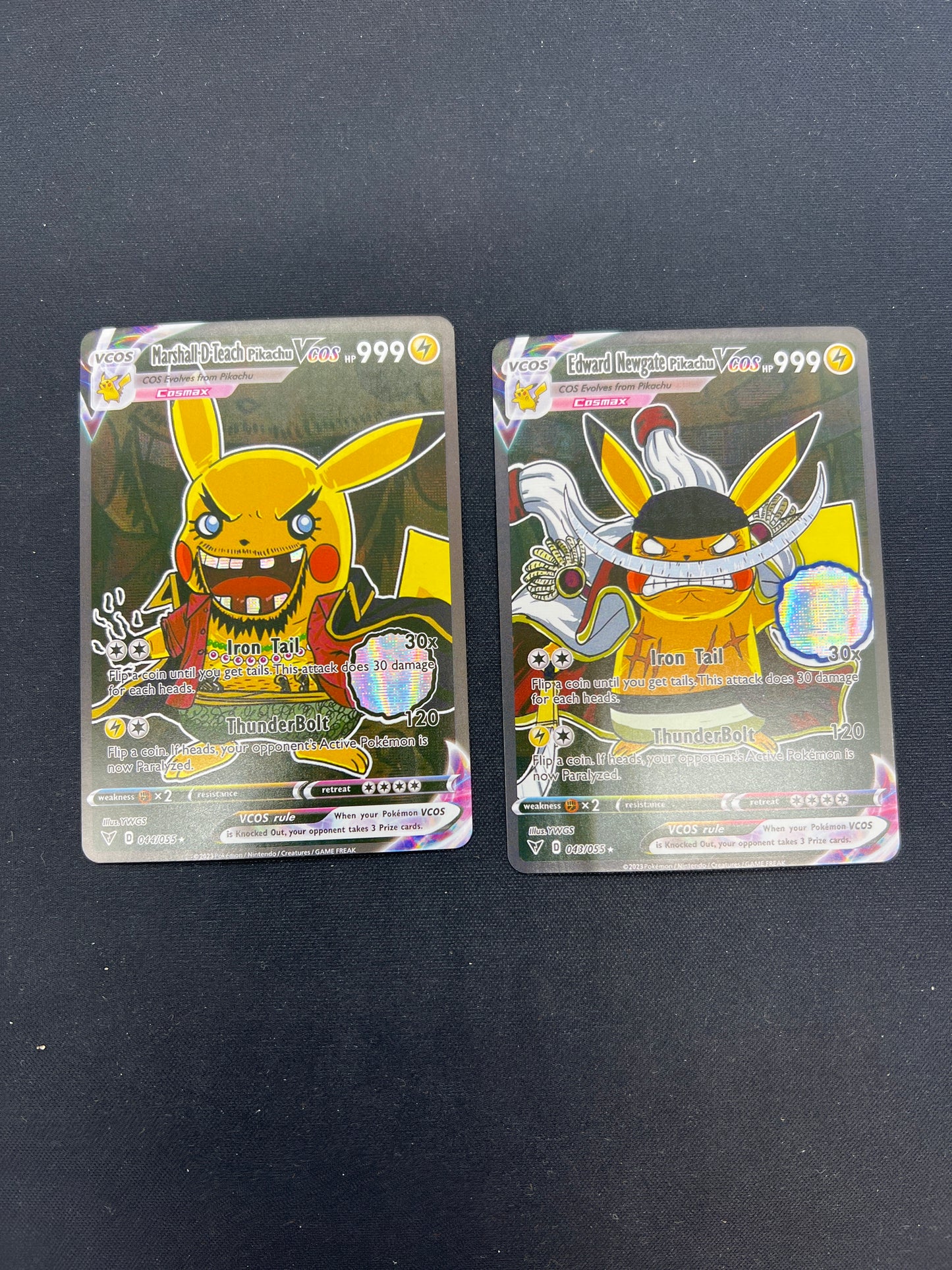 Auction Lot 164: Pokemon Cards CUSTOM Lot of 2 Marshall & Edward Pikachu Poncho Conditions Vary
