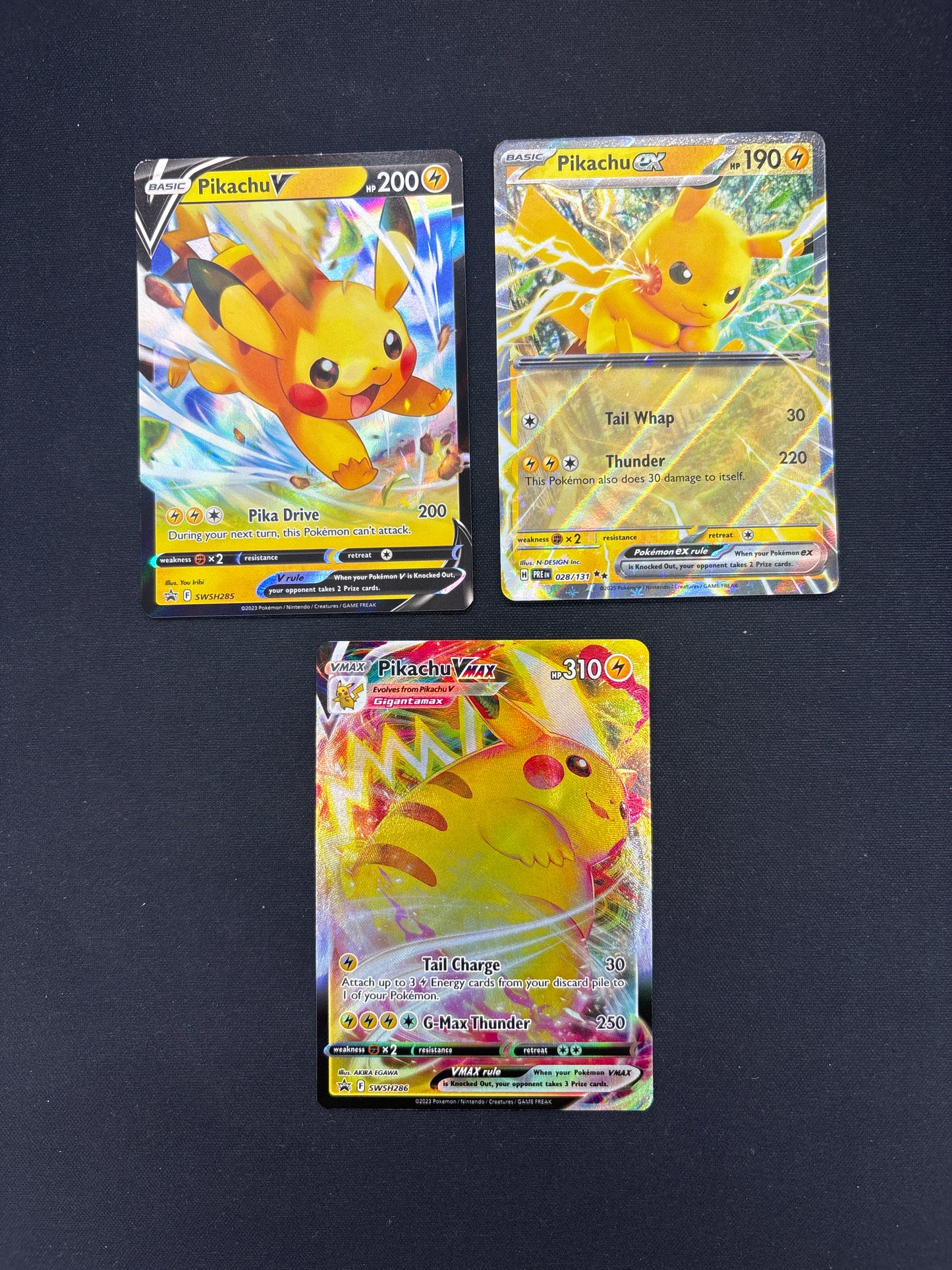 Auction Lot 259: Pokemon Cards Lot of 3 Pikachu Ultra Rares Conditions Vary