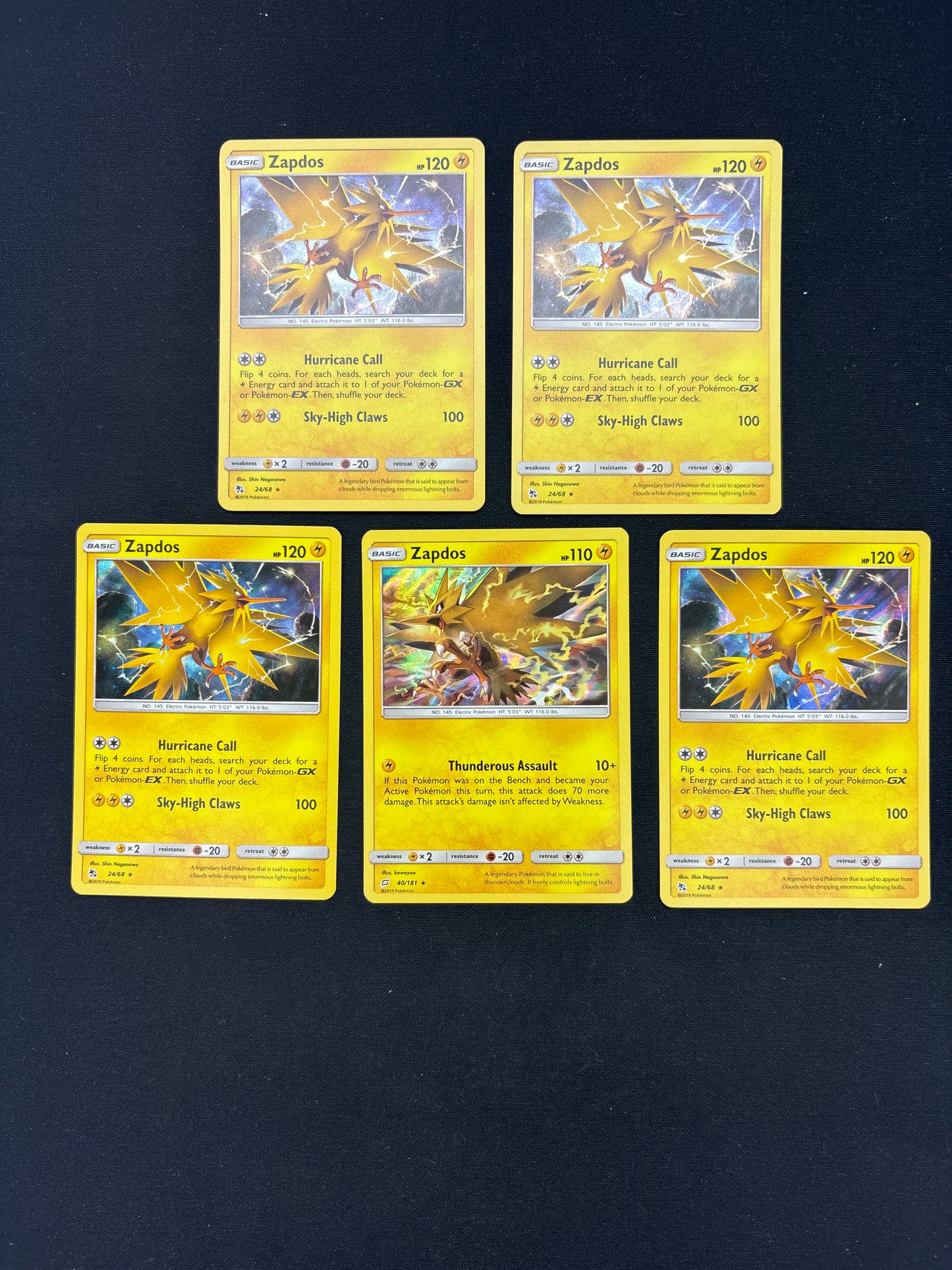 Auction Lot 11: Pokemon Cards Lot of 5 Zapdos Holo Conditions Vary