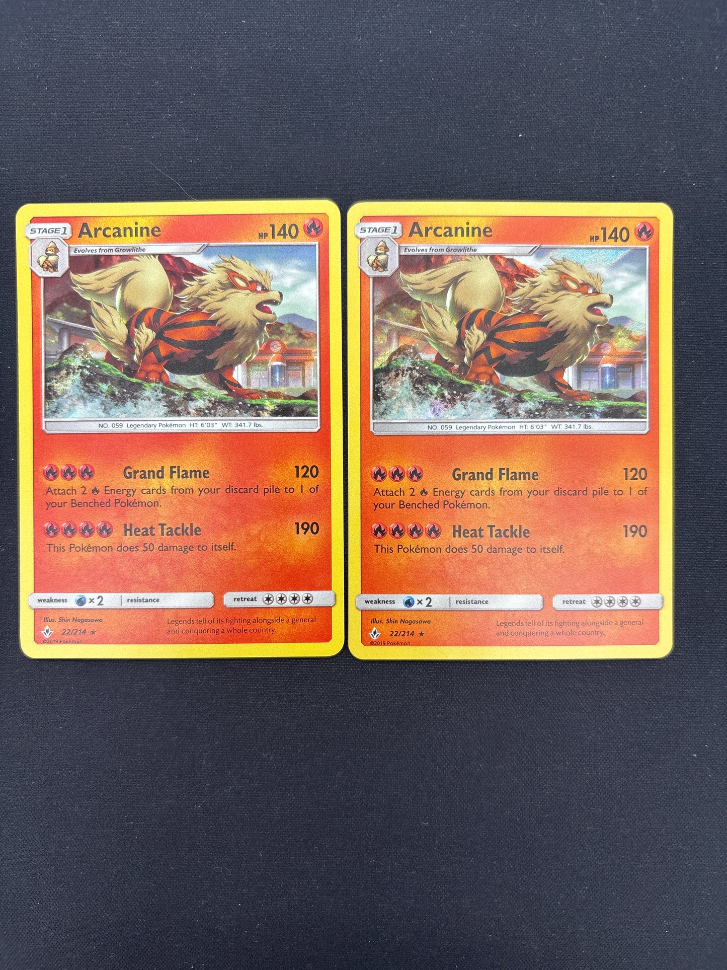 Auction Lot 74: Pokemon Cards Lot of 2 Arcanine Unbroken Bonds Holo Conditions Vary