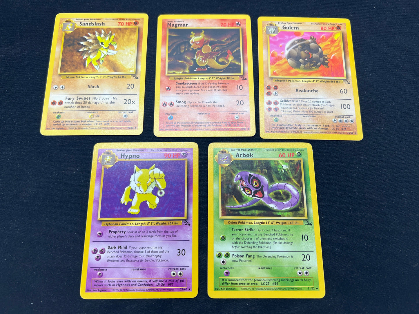 Auction Lot 156: Pokemon Cards Lot of 5 WOTC Fossil Commons Uncommons Non Holo Rares Condition Vary