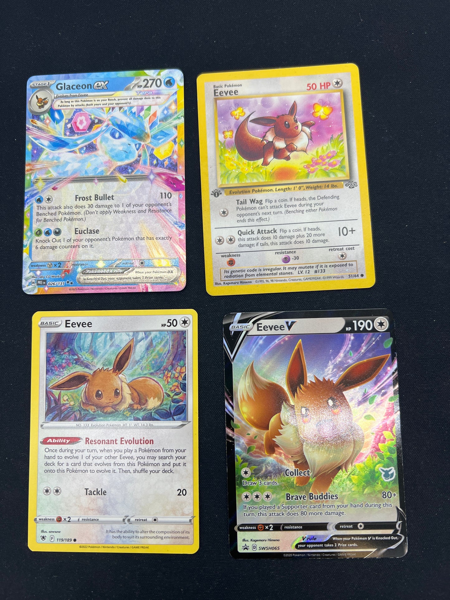 Auction Lot 23: Pokemon Cards Assorted Lot of 4 Eevee and Glaceon Conditions Vary