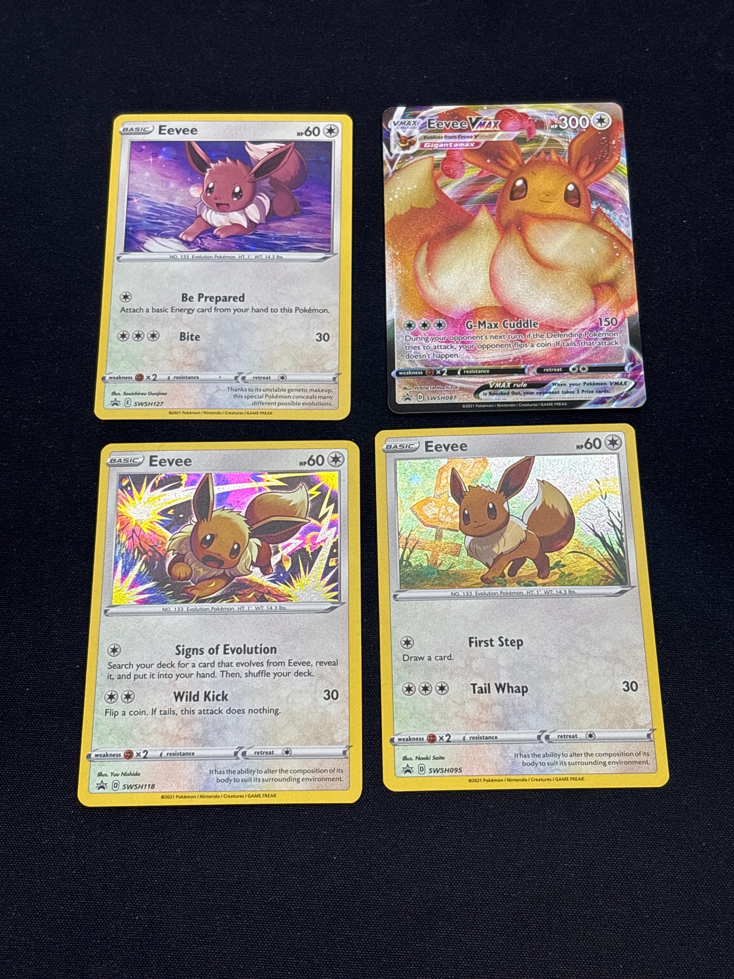 Auction Lot 271: Pokemon Cards Lot of 4 Eevee Black Star Promo Holos With Eevee VMAX Shining Fates ETB Promo Conditions Vary