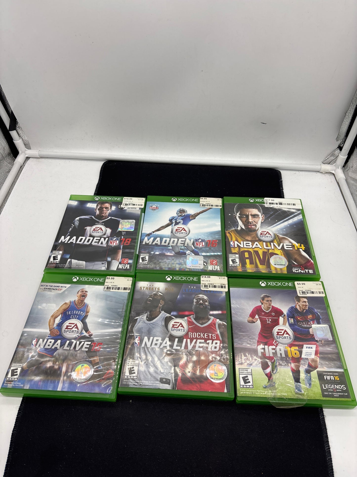 Auction Lot 105: XBOX One Video Game Lot of 6 Madden 16 18 NBA Live 14 16 18 FIFA 16