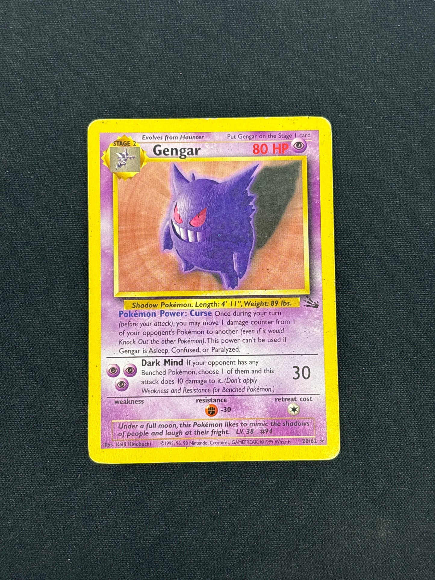 Auction Lot 23: Gengar Non Holo Rare Pokemon Fossil Card Conditions Vary