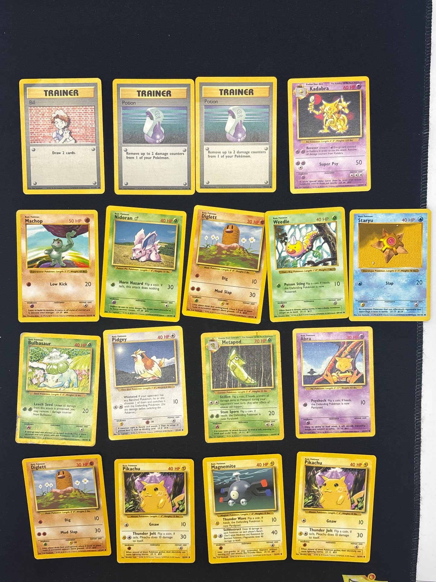 Auction Lot 114: Pokemon Cards Lot of 17 Assorted Base Set & Shadowless Conditions Vary