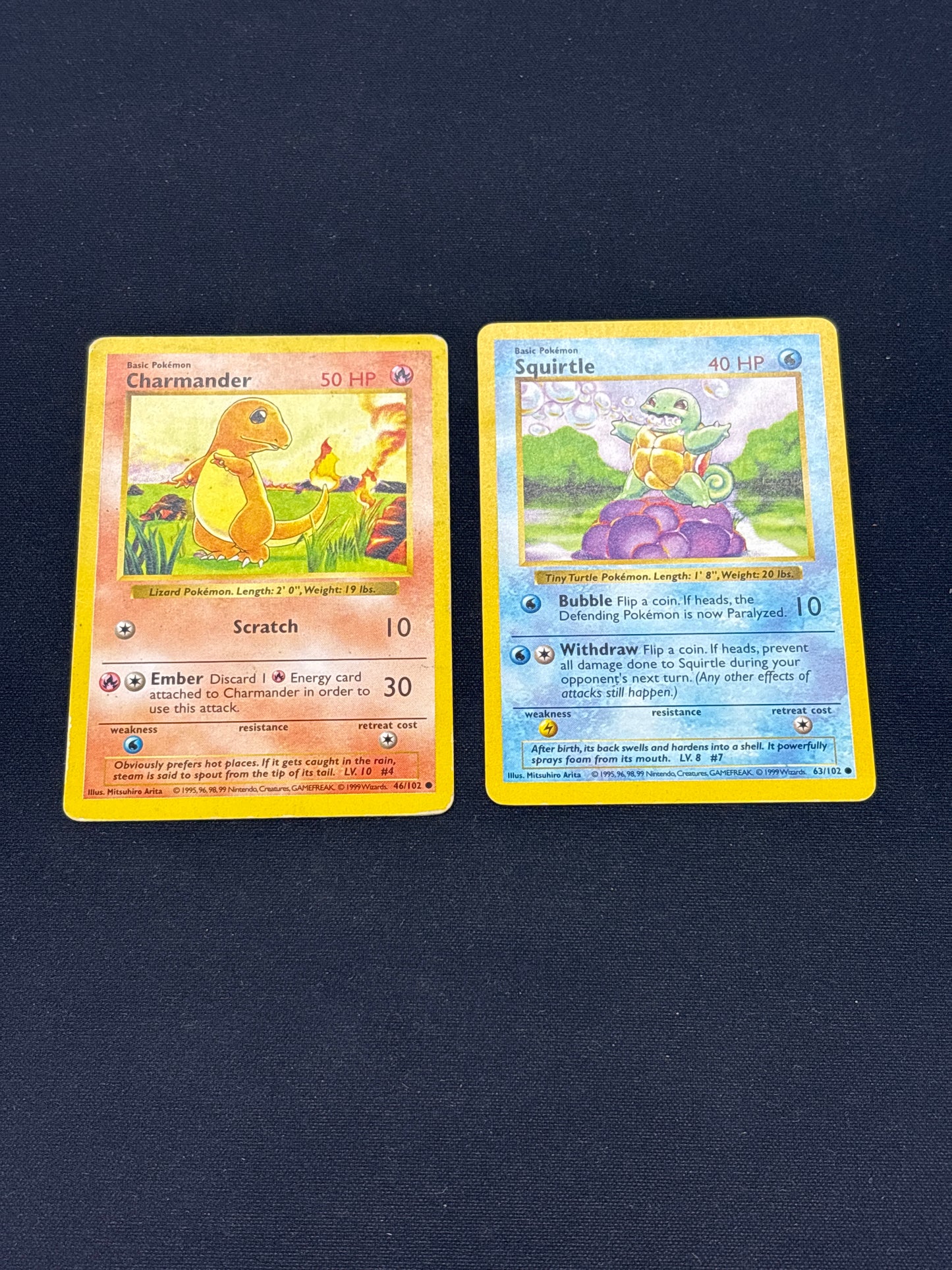 Auction Lot 404: Pokemon Cards Base Set Shadowless Lot of 2 Starter Pokemon Condition Vary