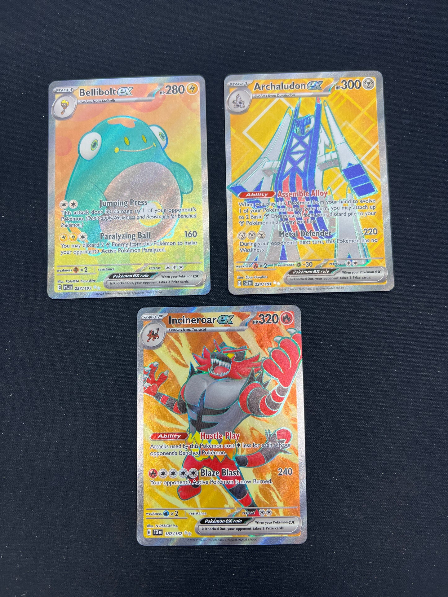 Auction Lot 200: Pokemon Cards Lot of 3 Assorted Full Art EX SV Conditions Vary