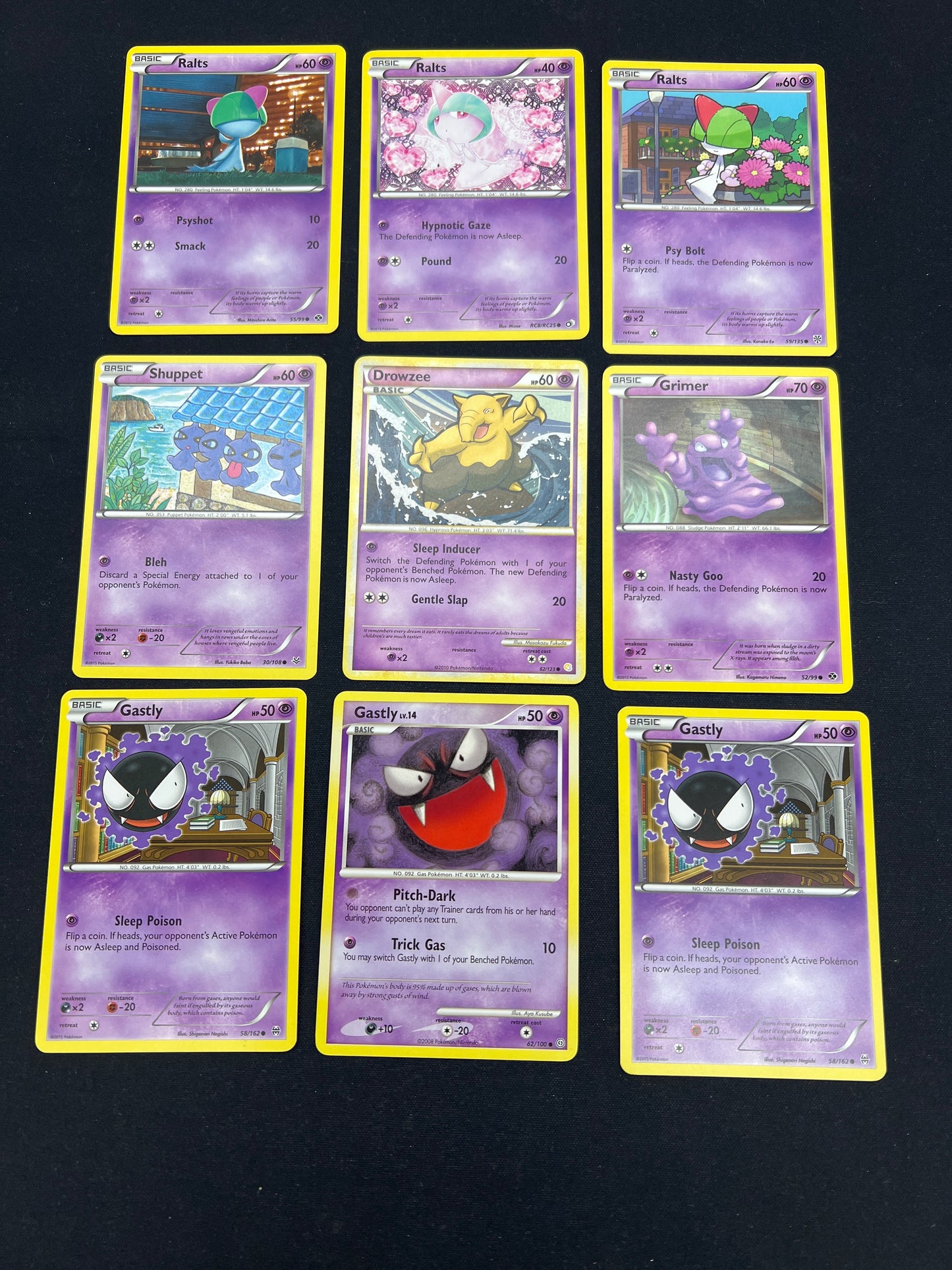 Auction Lot 106: Pokemon Cards Lot of 9 Assorted Psychic Commons Uncommons Conditions Vary