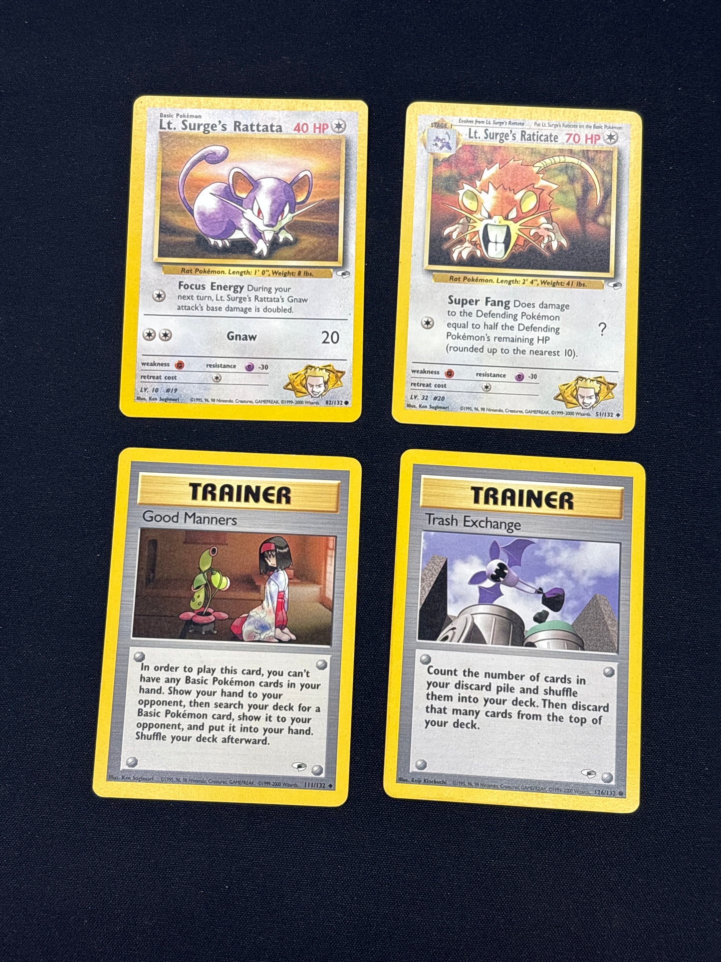 Auction Lot 48: Pokemon 4 Card Lot Gym Heroes Conditions Vary