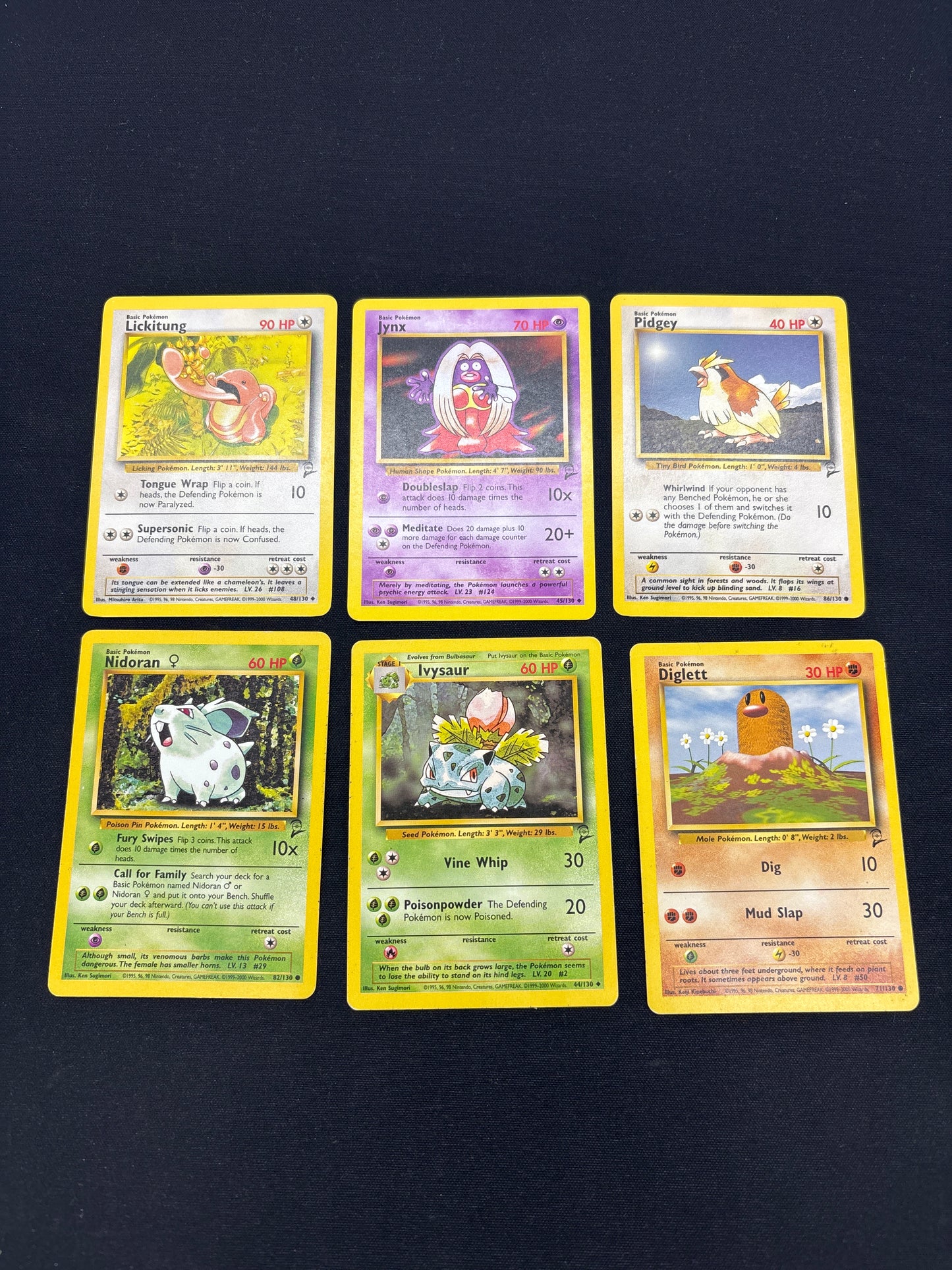 Auction Lot 110: Pokemon Cards Lot of 6 Assorted WOTC Base Set 2 Commons Uncommons Conditions Vary