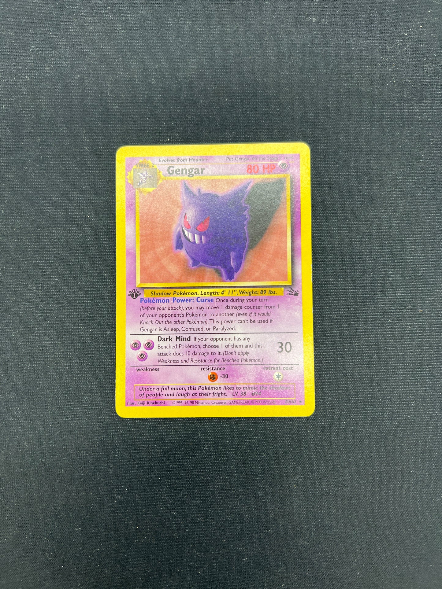 Auction Lot 29: Pokemon Cards Gengar 1st Edition Fossil Conditions Vary