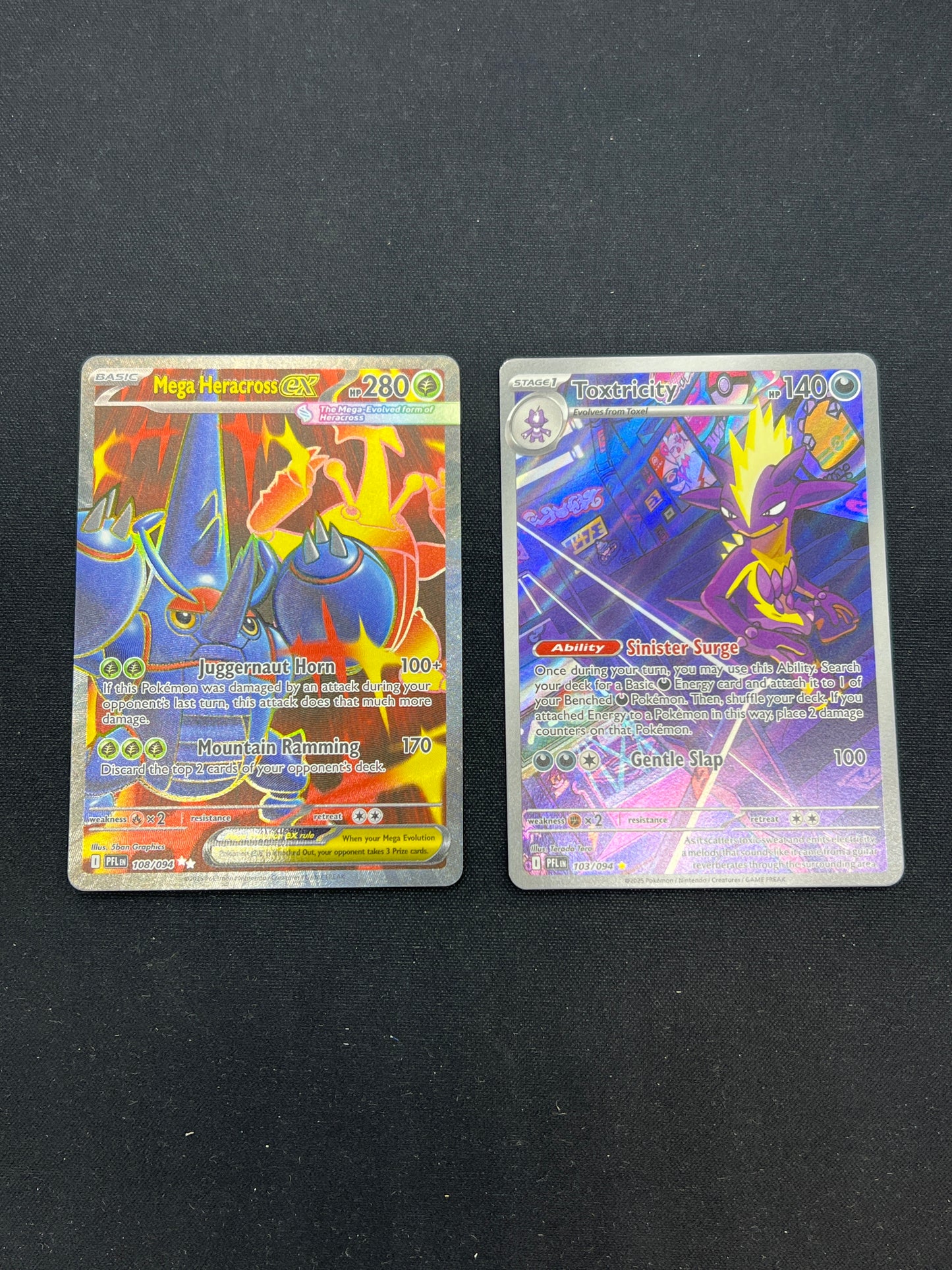 Auction Lot 252: Pokemon Cards Lot of 2 Mega Heracross EX Full Art Toxtricity Illustration Rare Phantasmal Flames Conditions Vary