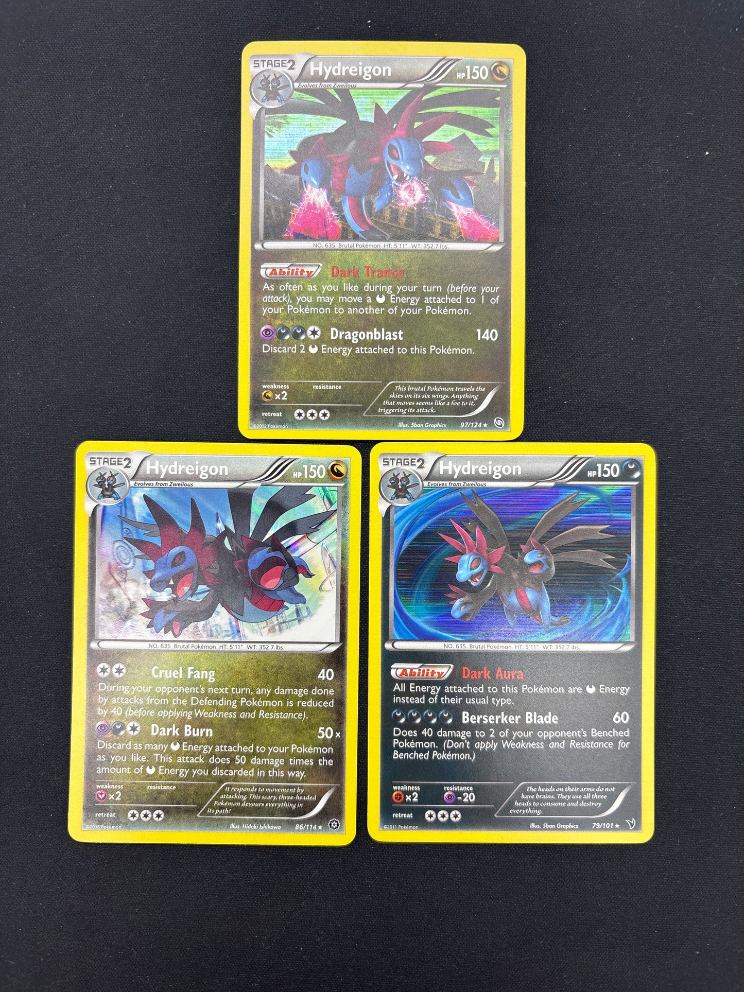 Auction Lot 53: Pokemon Cards Lot of 3 Hydreigon Conditions Vary