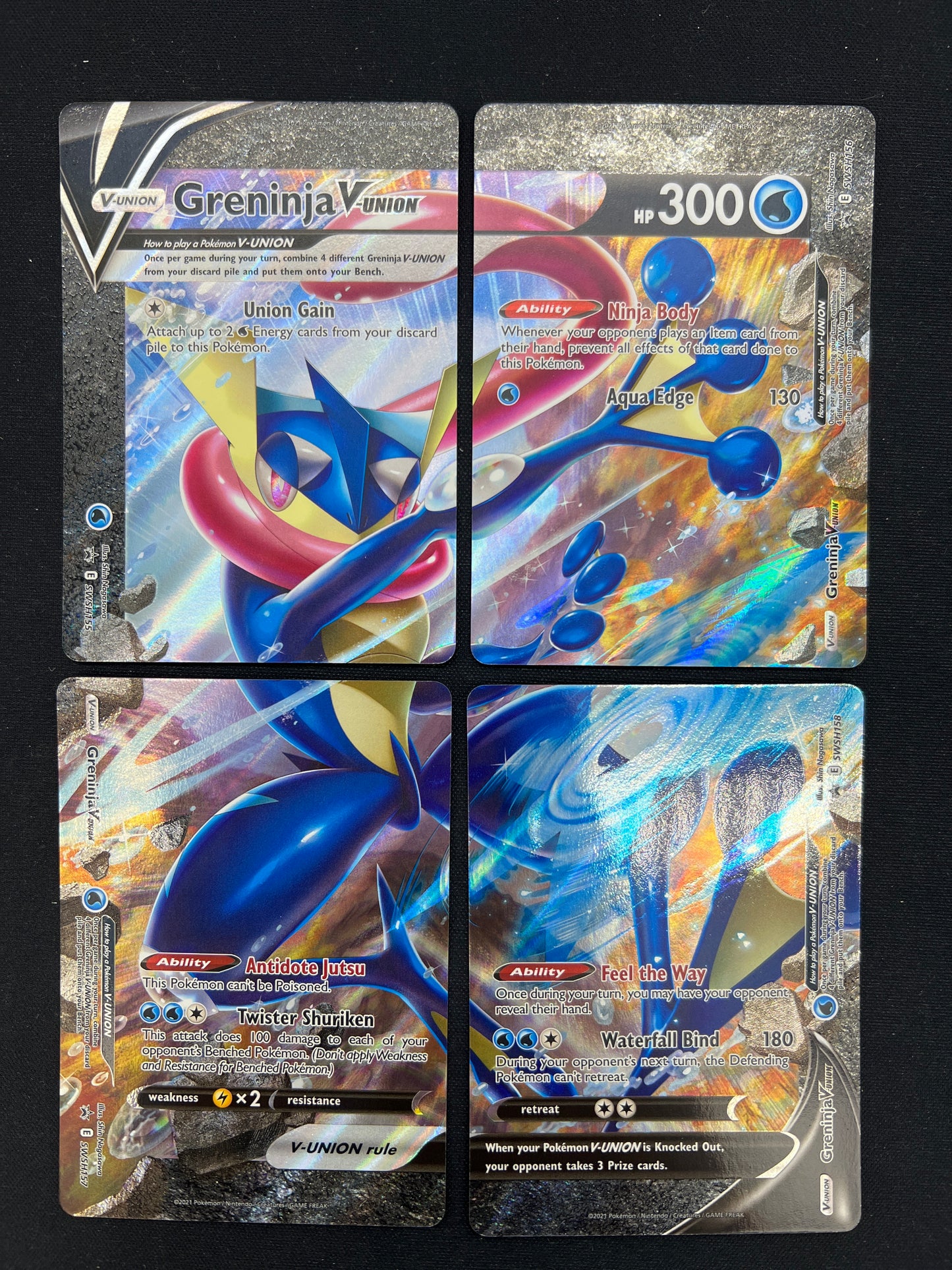 Auction Lot 475: Pokemon Cards Greninja V-Union Set of 4 SWSH Promo Conditions Vary