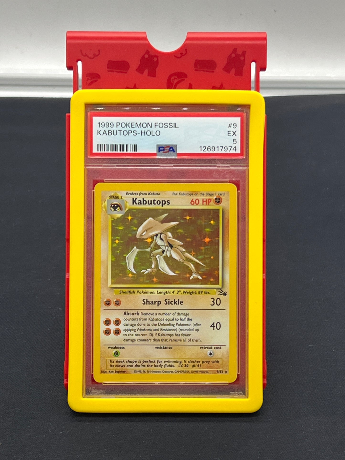 Auction Lot 126: PSA Graded 5 Kabutops Holo WOTC Fossil With Bumper